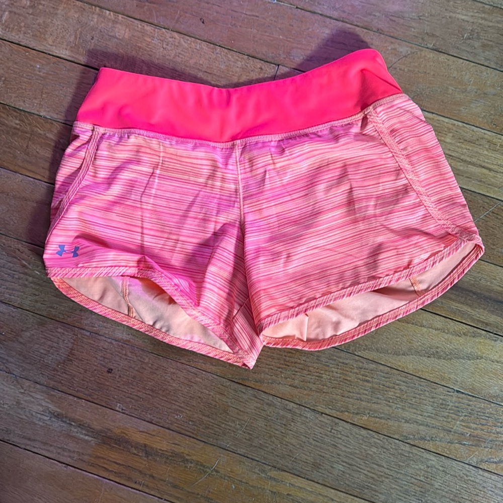 Women’s orange under armour shorts, size s